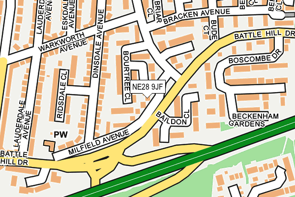 NE28 9JF map - OS OpenMap – Local (Ordnance Survey)