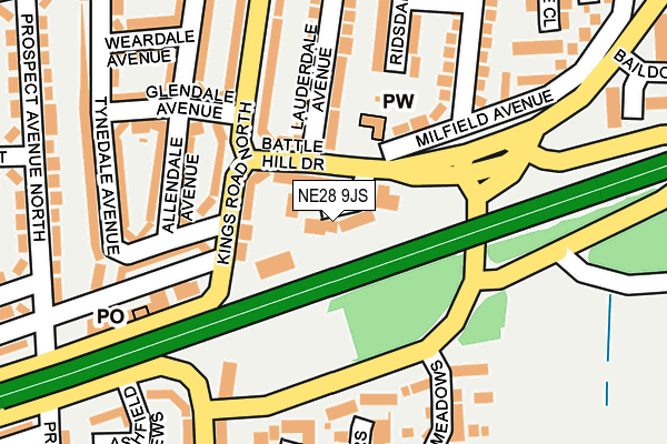 NE28 9JS map - OS OpenMap – Local (Ordnance Survey)
