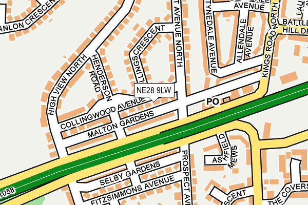 NE28 9LW map - OS OpenMap – Local (Ordnance Survey)
