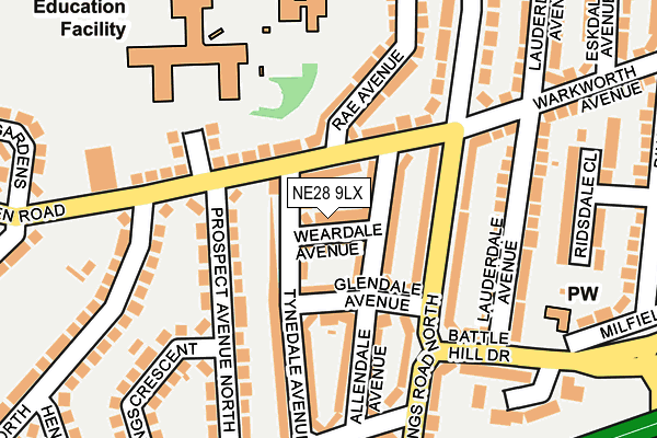 NE28 9LX map - OS OpenMap – Local (Ordnance Survey)