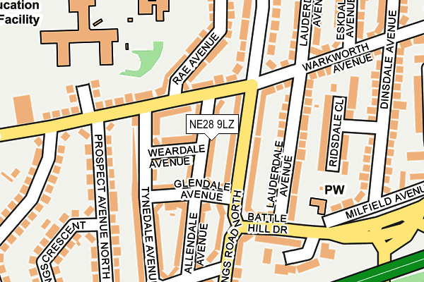 NE28 9LZ map - OS OpenMap – Local (Ordnance Survey)
