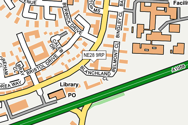 NE28 9RP map - OS OpenMap – Local (Ordnance Survey)