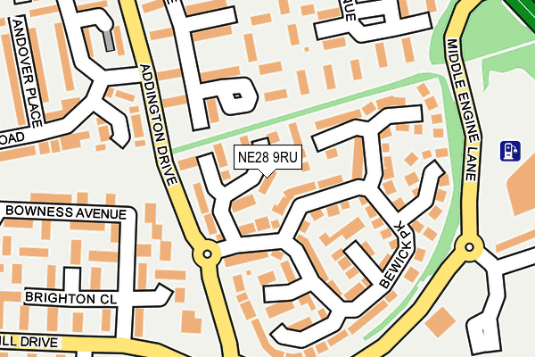 NE28 9RU map - OS OpenMap – Local (Ordnance Survey)