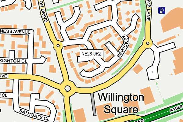 NE28 9RZ map - OS OpenMap – Local (Ordnance Survey)