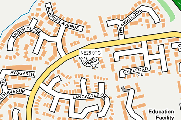 NE28 9TG map - OS OpenMap – Local (Ordnance Survey)
