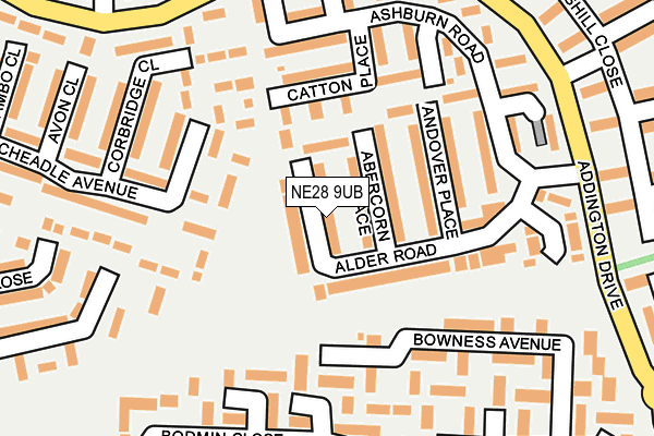 NE28 9UB map - OS OpenMap – Local (Ordnance Survey)