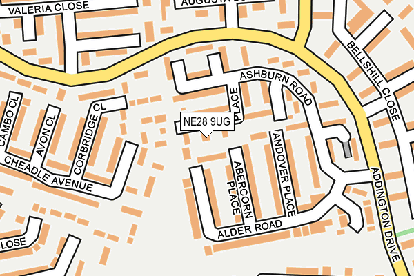 NE28 9UG map - OS OpenMap – Local (Ordnance Survey)