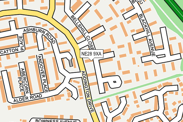 NE28 9XA map - OS OpenMap – Local (Ordnance Survey)