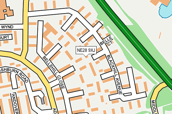 NE28 9XJ map - OS OpenMap – Local (Ordnance Survey)