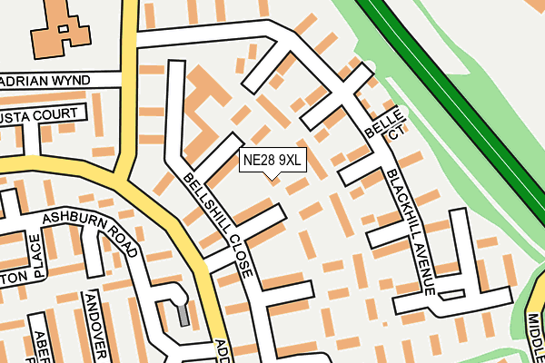 NE28 9XL map - OS OpenMap – Local (Ordnance Survey)