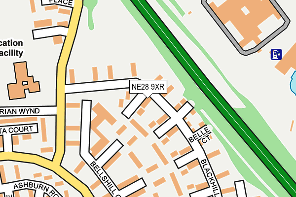 NE28 9XR map - OS OpenMap – Local (Ordnance Survey)