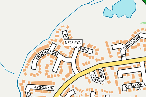 NE28 9YA map - OS OpenMap – Local (Ordnance Survey)