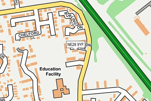 NE28 9YF map - OS OpenMap – Local (Ordnance Survey)