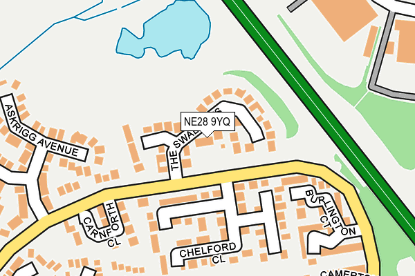 NE28 9YQ map - OS OpenMap – Local (Ordnance Survey)