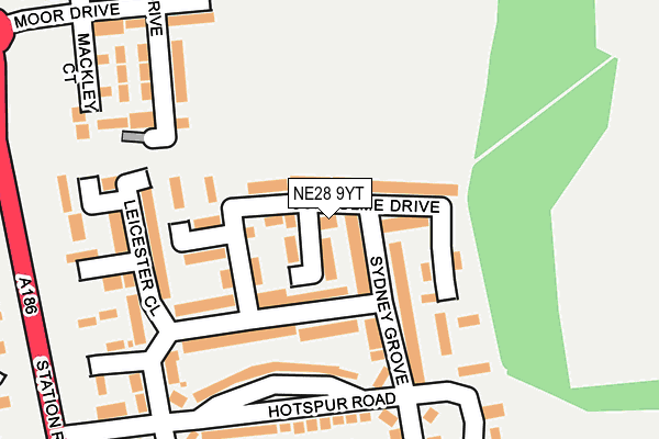 NE28 9YT map - OS OpenMap – Local (Ordnance Survey)