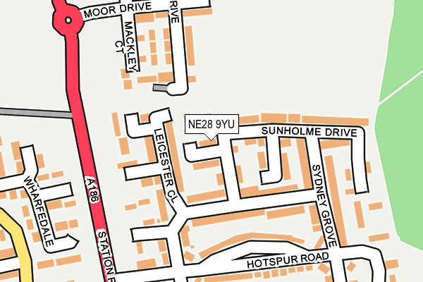 NE28 9YU map - OS OpenMap – Local (Ordnance Survey)