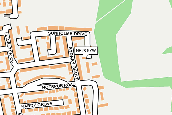 NE28 9YW map - OS OpenMap – Local (Ordnance Survey)