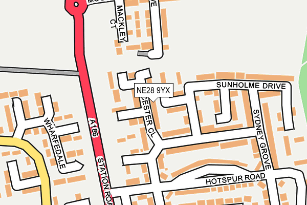 NE28 9YX map - OS OpenMap – Local (Ordnance Survey)