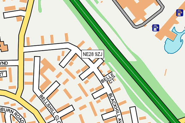 NE28 9ZJ map - OS OpenMap – Local (Ordnance Survey)