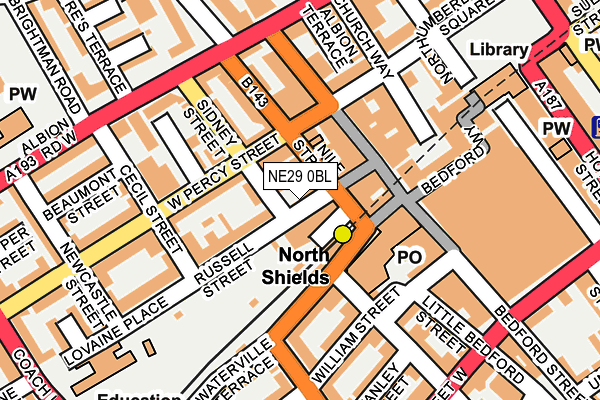 NE29 0BL map - OS OpenMap – Local (Ordnance Survey)