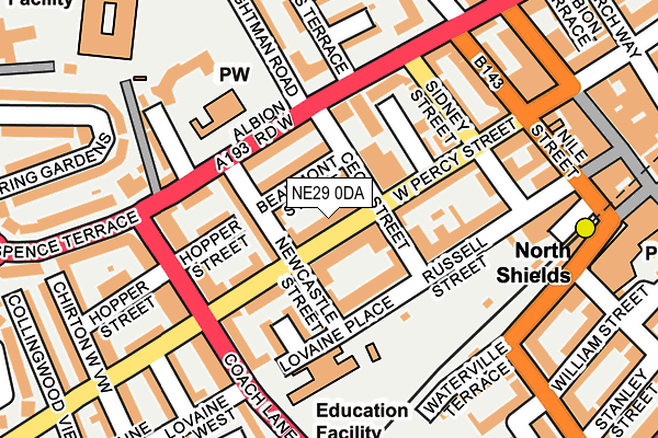 NE29 0DA map - OS OpenMap – Local (Ordnance Survey)