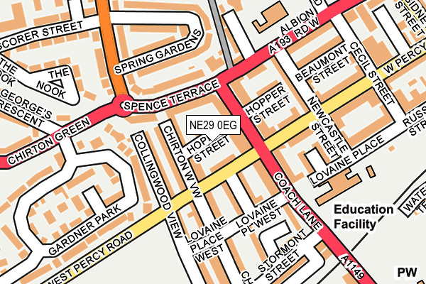 NE29 0EG map - OS OpenMap – Local (Ordnance Survey)