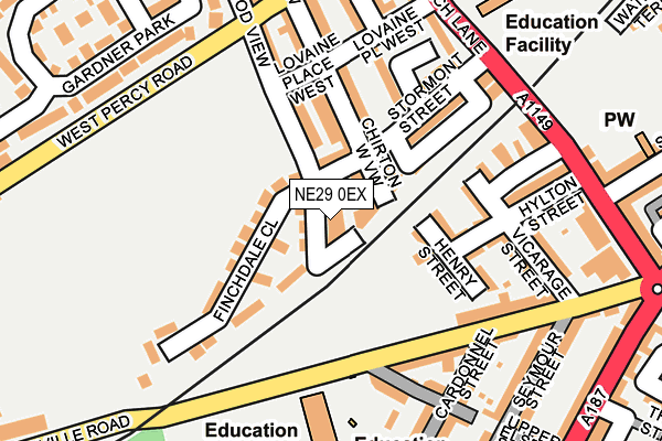 NE29 0EX map - OS OpenMap – Local (Ordnance Survey)