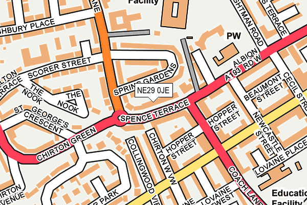 NE29 0JE map - OS OpenMap – Local (Ordnance Survey)