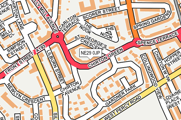 NE29 0JP map - OS OpenMap – Local (Ordnance Survey)