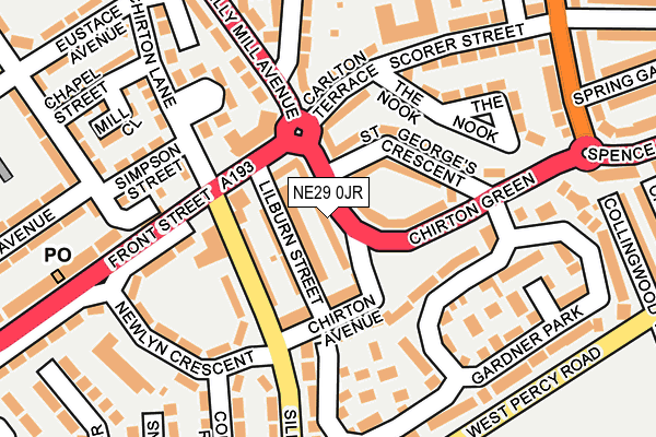 NE29 0JR map - OS OpenMap – Local (Ordnance Survey)