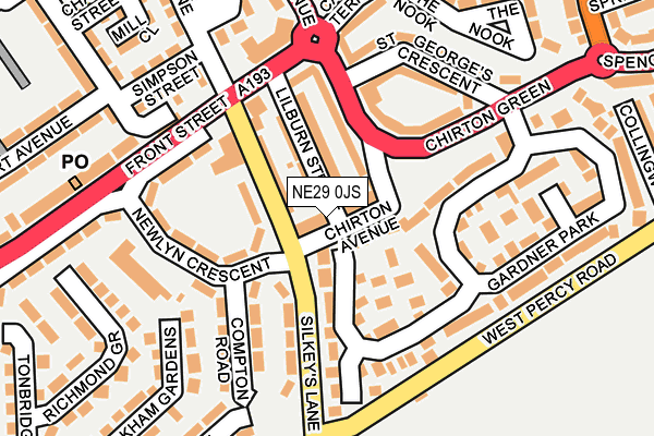 NE29 0JS map - OS OpenMap – Local (Ordnance Survey)