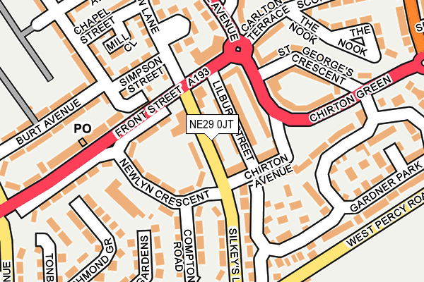 NE29 0JT map - OS OpenMap – Local (Ordnance Survey)