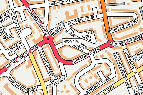 NE29 0JW map - OS OpenMap – Local (Ordnance Survey)