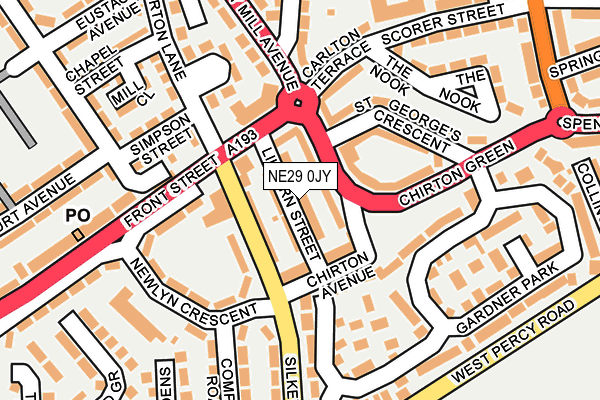 NE29 0JY map - OS OpenMap – Local (Ordnance Survey)