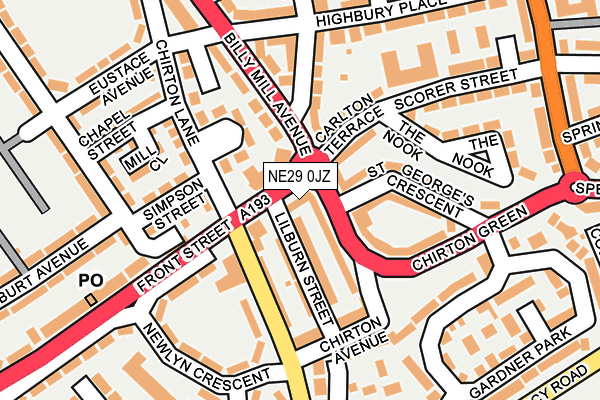 NE29 0JZ map - OS OpenMap – Local (Ordnance Survey)