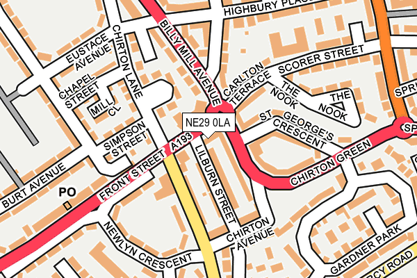 NE29 0LA map - OS OpenMap – Local (Ordnance Survey)