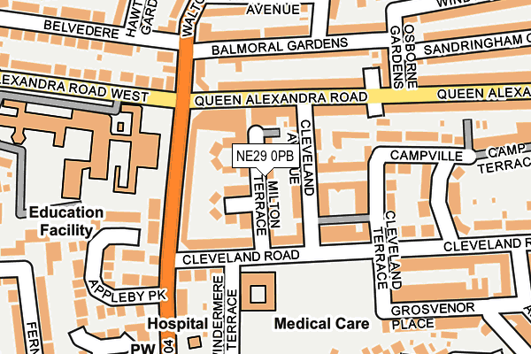 NE29 0PB map - OS OpenMap – Local (Ordnance Survey)