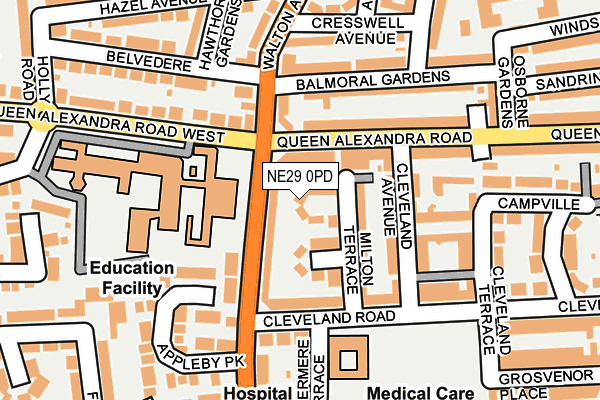 NE29 0PD map - OS OpenMap – Local (Ordnance Survey)
