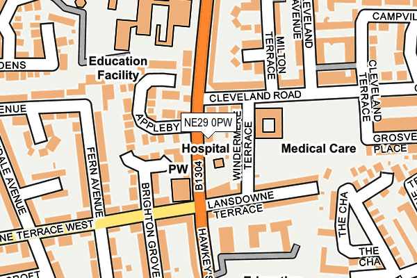 NE29 0PW map - OS OpenMap – Local (Ordnance Survey)