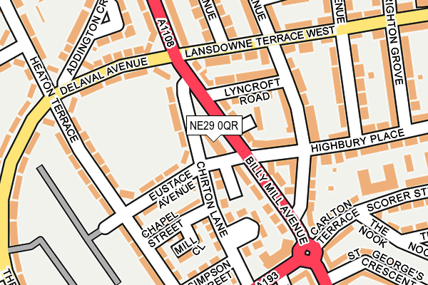 NE29 0QR map - OS OpenMap – Local (Ordnance Survey)