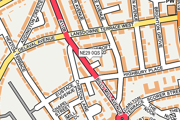 NE29 0QS map - OS OpenMap – Local (Ordnance Survey)