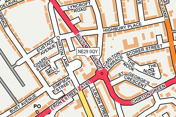 NE29 0QY map - OS OpenMap – Local (Ordnance Survey)