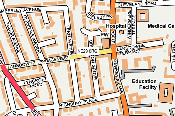 NE29 0RG map - OS OpenMap – Local (Ordnance Survey)