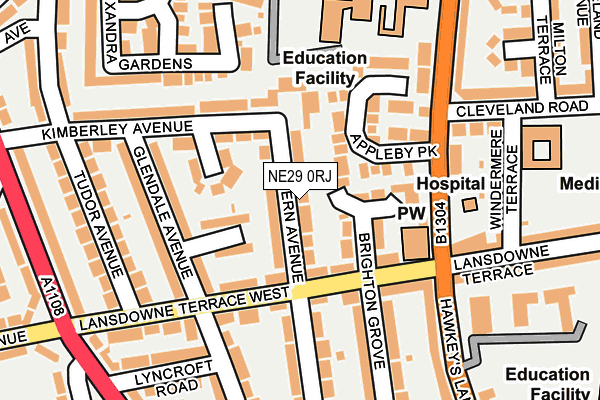 NE29 0RJ map - OS OpenMap – Local (Ordnance Survey)