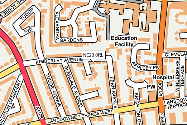 NE29 0RL map - OS OpenMap – Local (Ordnance Survey)