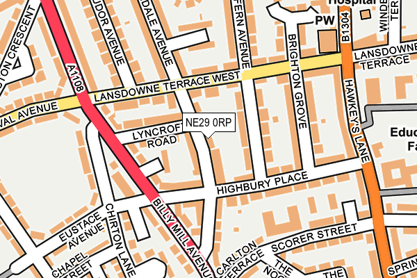 NE29 0RP map - OS OpenMap – Local (Ordnance Survey)