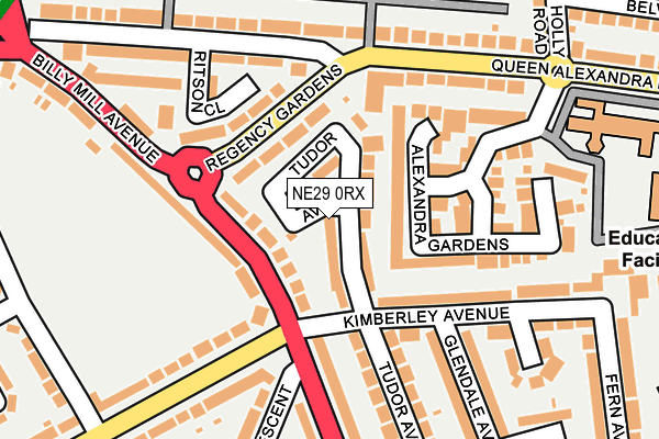 NE29 0RX map - OS OpenMap – Local (Ordnance Survey)