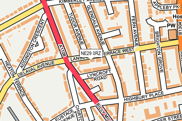 NE29 0RZ map - OS OpenMap – Local (Ordnance Survey)