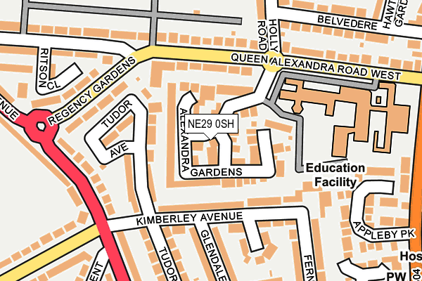 NE29 0SH map - OS OpenMap – Local (Ordnance Survey)