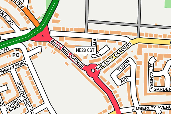 NE29 0ST map - OS OpenMap – Local (Ordnance Survey)